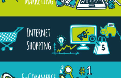 SEO internet marketing set SEO internet marketing shopping e-commerce colored sketch decorative banners set isolated vector illustration
